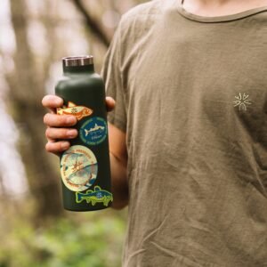 Garrafa Térmica Aço Inox + Adesivos Temáticos